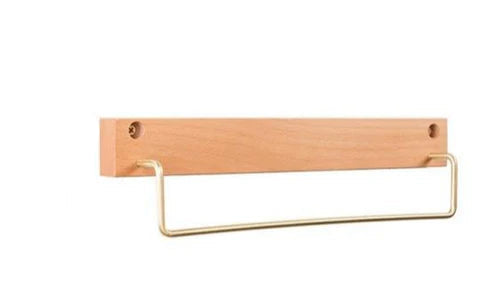 Beukenhouten handdoekrek met messing details