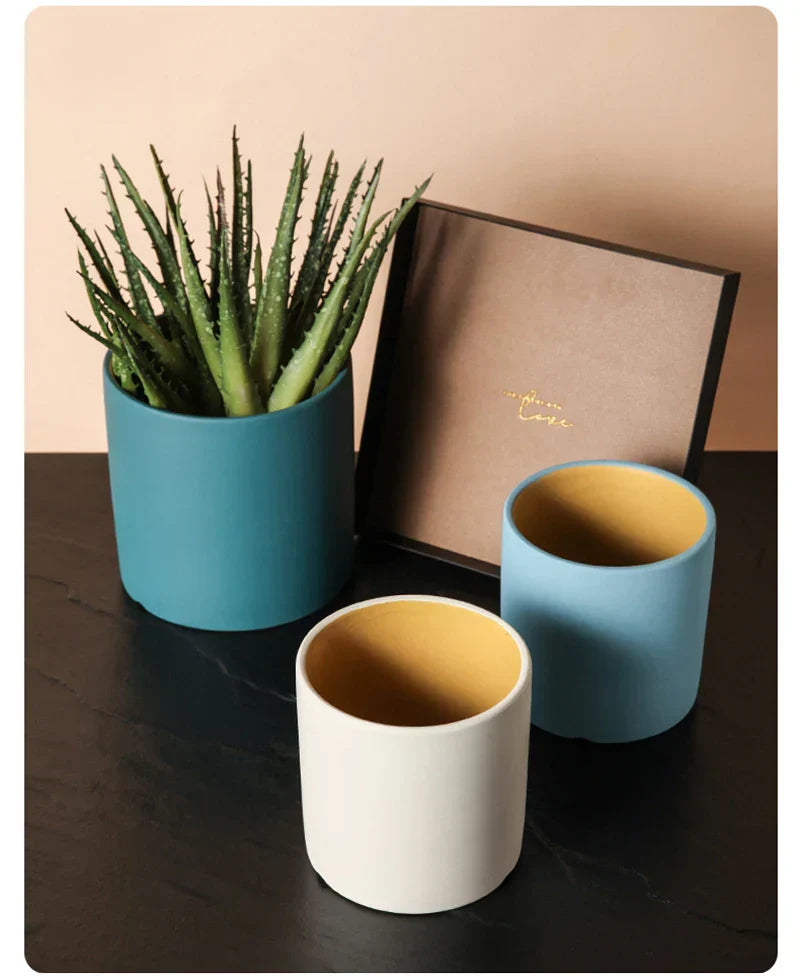 Keramische Bloempot met Glazuur en Drainagegat