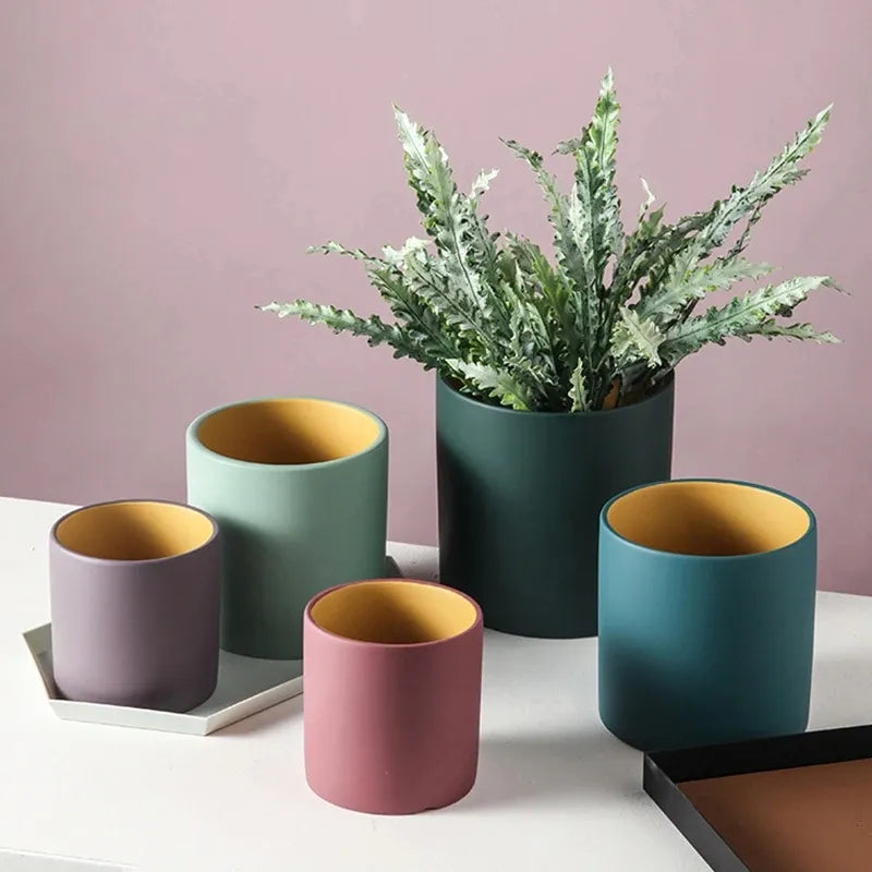 Keramische Bloempot met Glazuur en Drainagegat