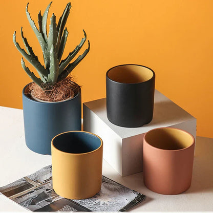 Keramische Bloempot met Glazuur en Drainagegat