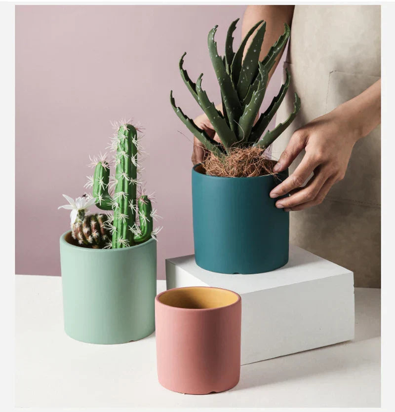 Keramische Bloempot met Glazuur en Drainagegat