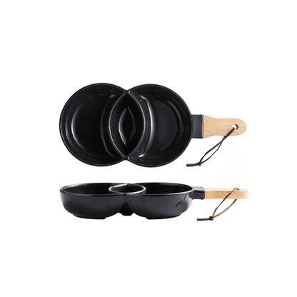 Keramische serveerplate met houten handvat – stijlvol voor borrels en diners